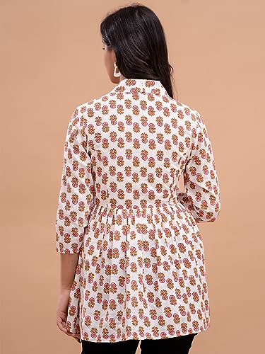 Image of feranoid Women's Cotton Floral Printed Short Kurti Tunic Top