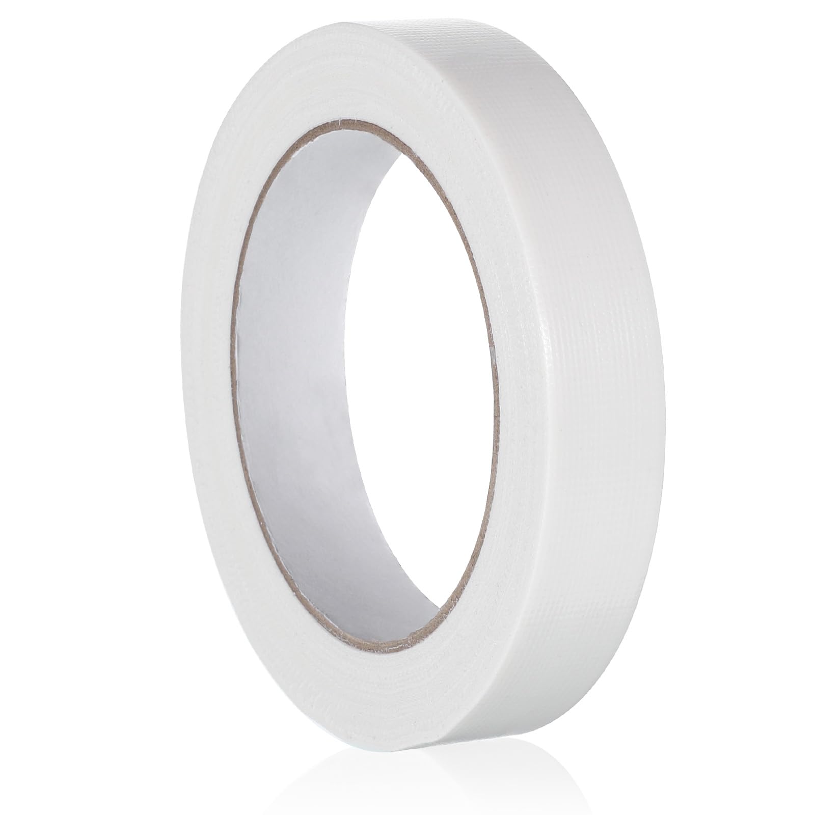 Nastro adesivo telato bianco, 20 mm x 20 m, autoadesivo, in tessuto ad alta resistenza, non riflettente, ideale per palcoscenico, sigillatura di tappeti, studio fotografico e riparazioni fai da te