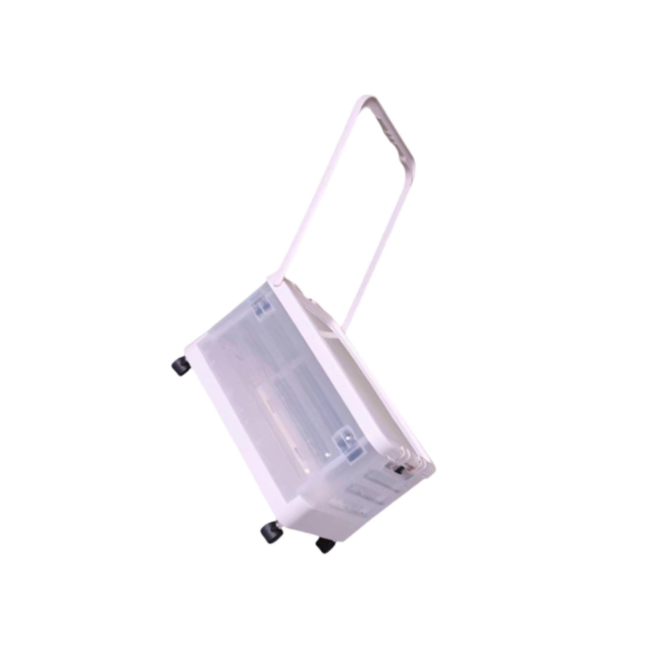 PIXZCSA Multi-Purpose Portable Storage Bin With Lid Household Car And Dorm Room Organization Storage Bin With Wheels And Pull Handle Portable Cosmetics Closet, Clear, 43x28x23cm