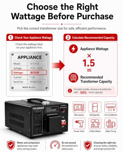 Image of 8000W PRO Step Up Transformer 110V /120V to 220V /240V Voltage Converter | Hardwired Connection Only, High-Capacity Power Converter with Built-in Circuit Breaker for 220V Appliances