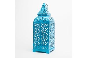 Moroccan Temple Metal Blue Lantern