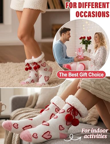 Image of MOGGEI Fuzzy Slipper Socks for Women, Warm Cozy for Winter, Non Slip Grips