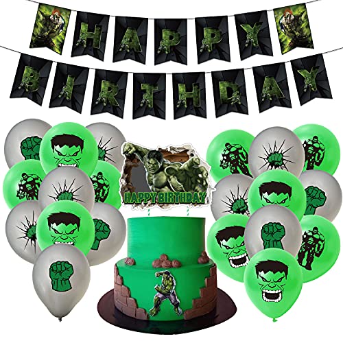 Hulk birthday party supplies,hulk party supplies Set includes happy birthday banner,hulk cake toppers,birthday hulk balloons for kids hulk birthday decorations
