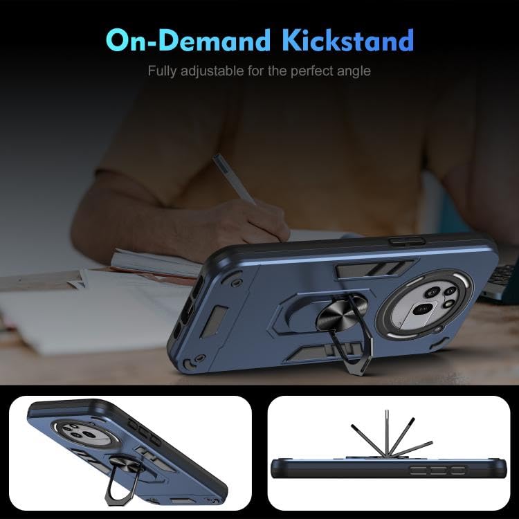 Image of ShieldTech PC Back Cover Case for Nothing Phone 3a Pro | Ring Stand | Camera Protection Blue Mobile Phone Back Cover Case for Nothing Phone 3a Pro | Blue Back Cover