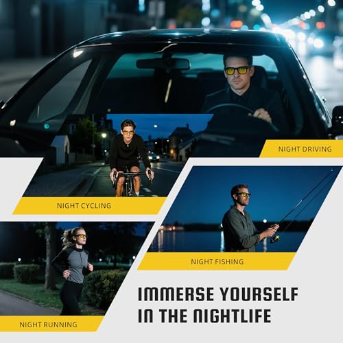 Image of FEIDUSUN Night Driving Glasses for Men Women-Anti Glare Polarized Night Vision Glasses with HD Yellow Lens