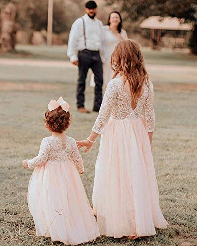 Image of Topmaker Flower Girl Dress for Toddler Baby Girls,Lace Tulle Dress for Wedding,Birthday Party,Photoshoot,Special Occasion