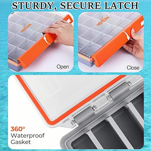 Image of Fishing Tackle Box,2pack 3700 Waterproof Tackle Tray With 20 Removable Dividers,Clear Lure Organizer For Swimbaits,Hooks And Terminal Tackle Storage