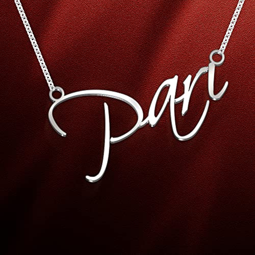 Image of Pari Cursive Gold & Silver Name Pendant Necklace, Best Jewelry Gift for Girls.