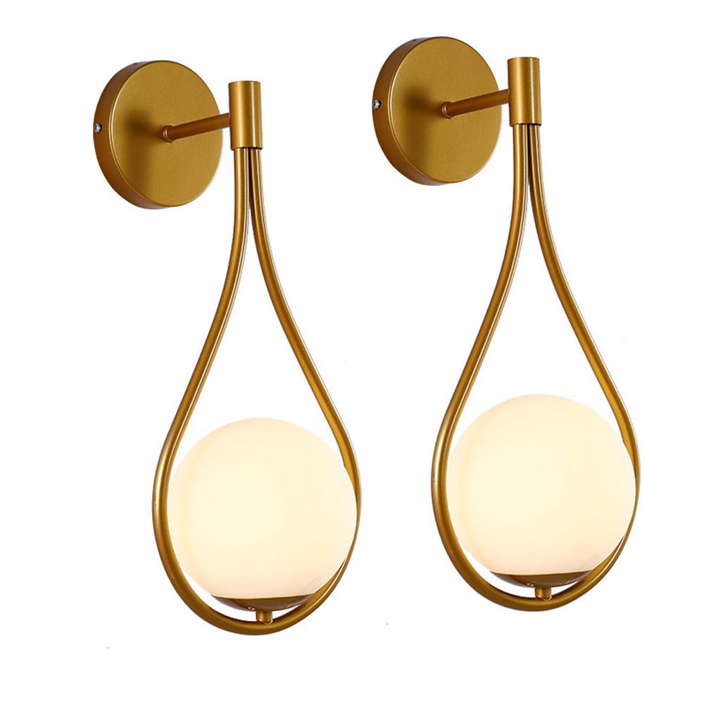 YVAMNAD Wall Sconce With Glass Lampshade Wall Lighting Indoor Wall Light Globe Glass Wall Sconce Modern Mid Century Drop Wall Mounted Light Elegant Wall Lighting For Bedroom Living Room Hallway Hotel
