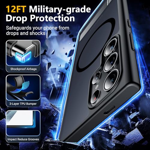 Image of SPIDERCASE Magnetic for Samsung Galaxy S24 Ultra Case, [3 Stand Ways][ Military Grade Drop Protection] with Invisible Stand Shockproof Slim Case for S24 Ultra 5G,Black