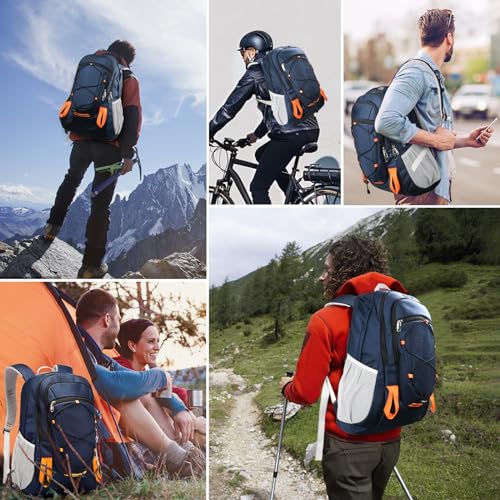 Petfu Wanderrucksack 40L Rucksack Herren groß Damen Wasserdichter Rucksack Wasserdicht Reiserucksack Trekkingrucksack mit Reflexstreifen Für Wandern, Radfahren, Klettern, Bergsteigen und Reisen Sport