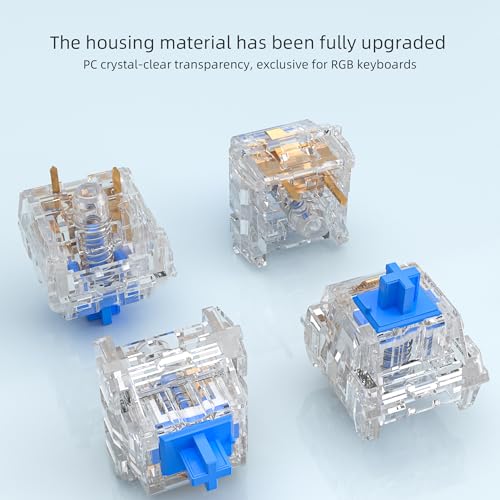 Image of Zhouwang Keyboard Clickers for 3D Prints,90 Pcs Crystal Blue Switches Kit | Pre-Lubred Hot-swap 3 Pin Switches,Responsive /MX Style /Crisp Click Sound for Mechanical Gaming Keyboard & 3D Printed Fidgets