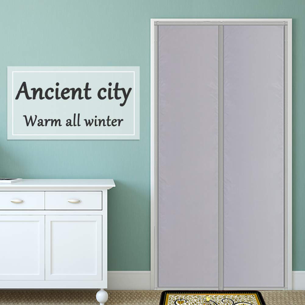 Moustiquaire Porte Magnétique, Automatiquement Fermé Pliable Coupe-Vent Imperméable Isolation, Porte Magnétique Isolant Thermique for Le Salon/Porte Patio - Gris, 225x265cm