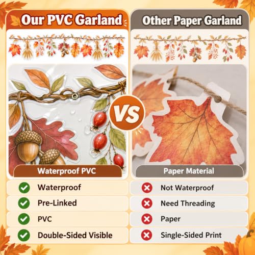 3 Pcs Fall Leaves Garland for Thanksgiving Decorations - image 2