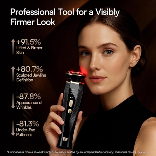 Image of INIA 3-in-1 Red Light Therapy for Face and Neck Beauty Device for Puffiness & Skin Firming Skincare Tool (Black)