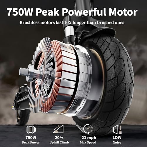 Image of Electric Scooter, 8.5'' /10'' Soild Tires, 350W /500W /750W Motor, Dual Suspension, 15.5 /21 MPH Top Speed, 12-15-25-30 Miles Long Range, Dual Braking, Folding, Commuting, E Scooter for Adults Teens