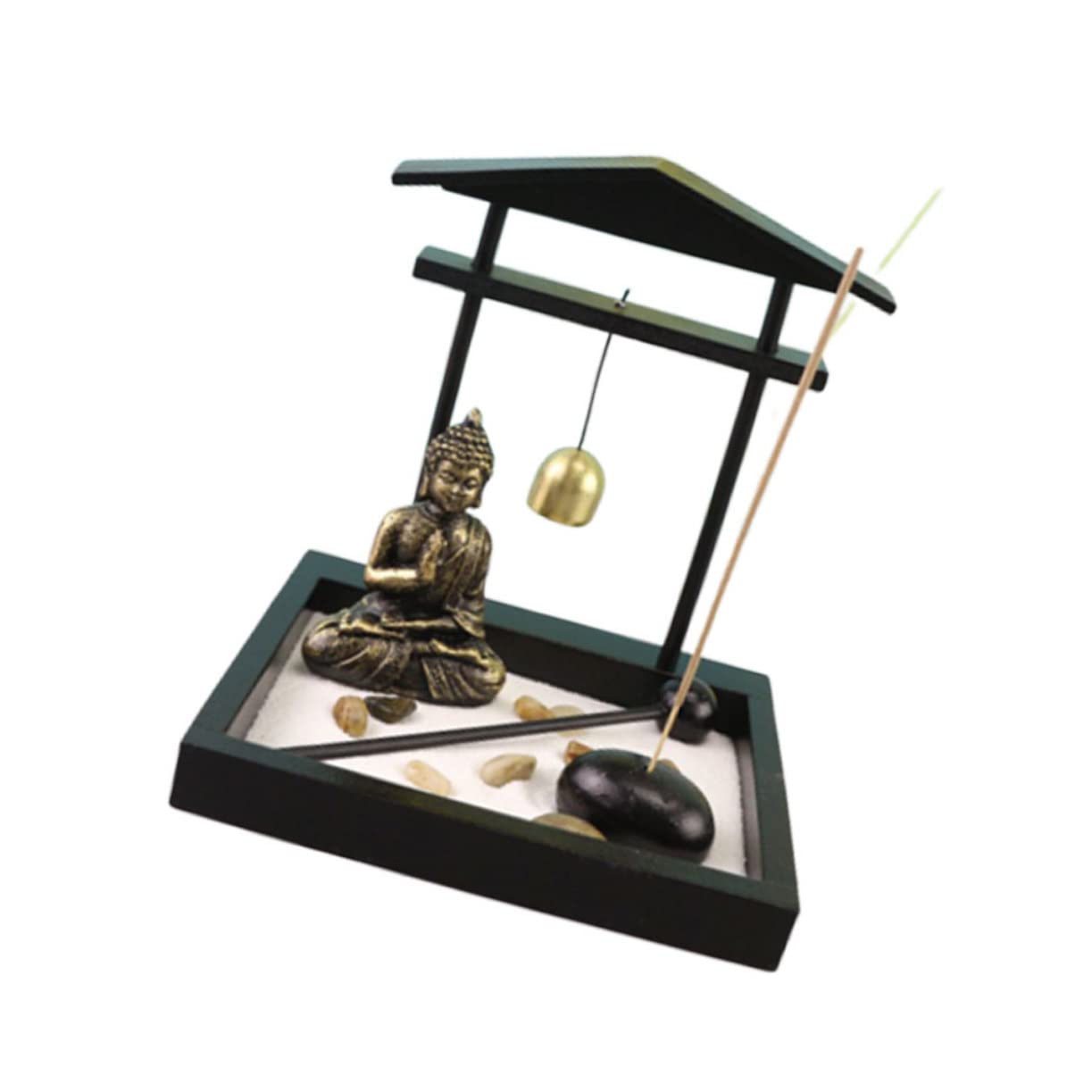 Cabilock Meditation Zen Garden Desktop: Miniature Landscape Buddha Statue for Office