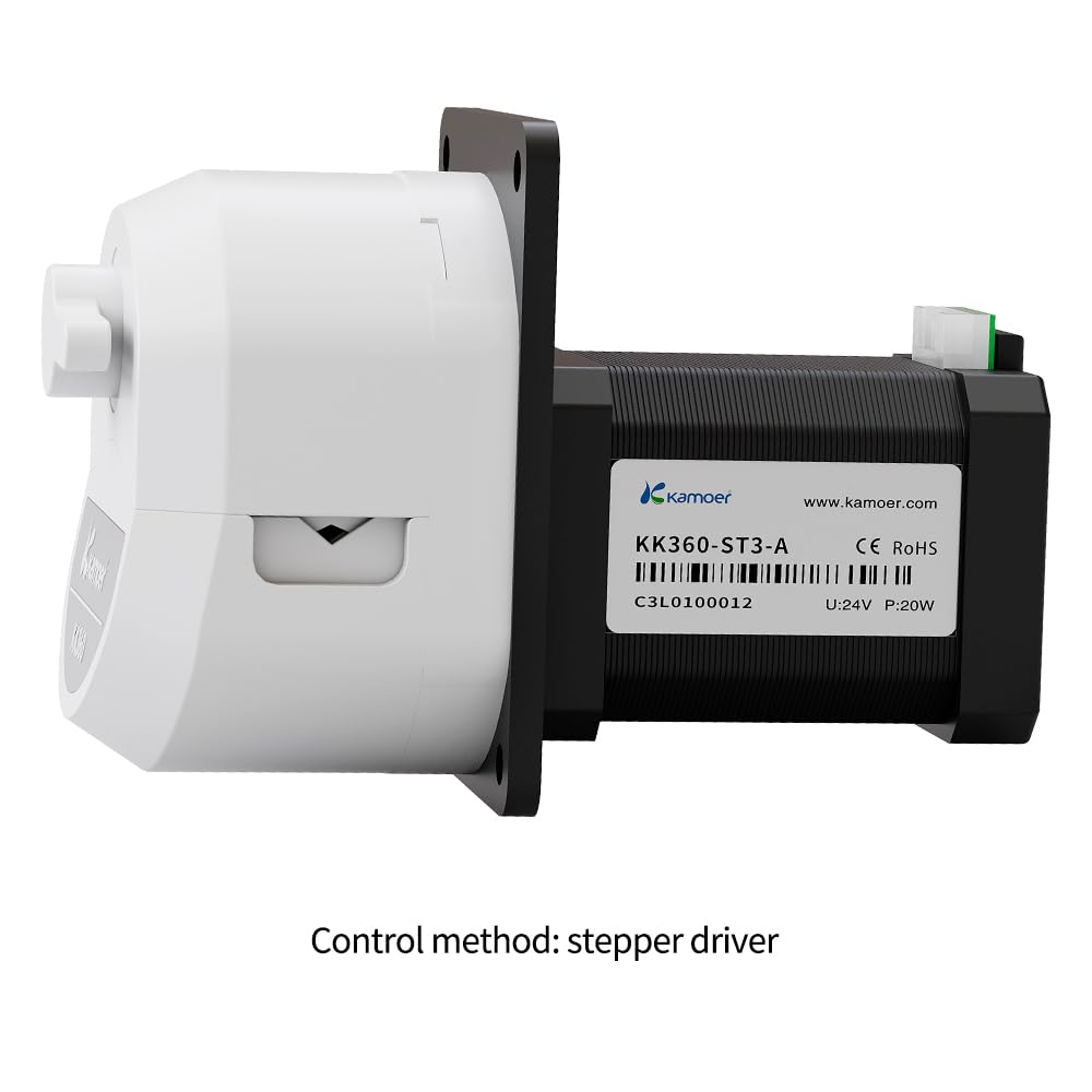 Kamoer KK360 Schlauchpumpe mit Schrittmotor mit hohem Durchfluss 24 V | Schnellwechsel, Flüssigkeitsdosierpumpe, PWM, 13-310 ml/min, 300 U/min, 5 Arten von Schläuchen