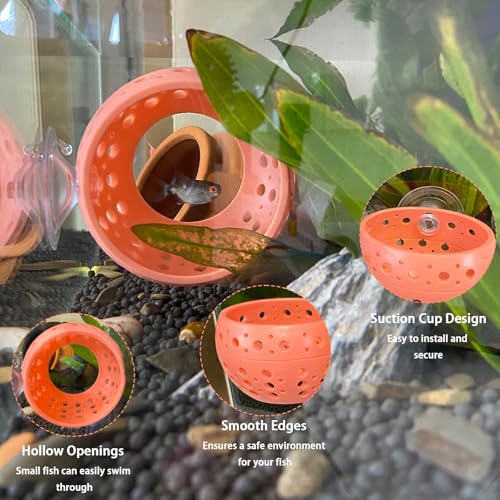 Image of Betta Fish Tunnel with Suction Cup - Aquarium Fish Hideout Shrimp Cave Guppy Fish Tunnel Tank Accessories Aquarium Decor for Small Fish Shrimp (Pink)