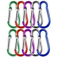 10 Stück Karabiner Bunt Aluminium Schnapphaken für Camping, Reisen, Wandern, Rucksack, Gürtel (3,5 x 40mm, 5 Farben)