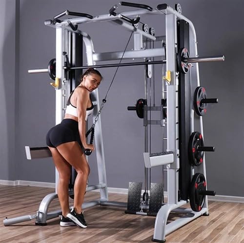 French Fitness MSC20 Counter Balanced Multi Smith Cable Machine – All-in-One Home Gym with Smith Machine, Squat Rack, Pull-Up Bar, Weight Plate Storage, & High/Low Pulley System