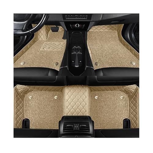 アウディ A6 セダン用 ダブルレイヤー 5D カスタムカーフロアマット オートカーペット フットライナー カーアクセサリー(A-beige,2005-2011 C6)