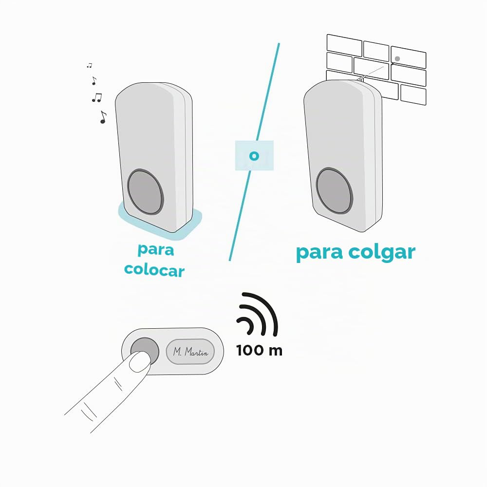 SCS Sentinel Timbre inalámbrico, timbre de puerta, timbre de puerta inalámbrico para exteriores, timbre doméstico inalámbrico, timbre inalámbrico Onebell 100, CSF0095