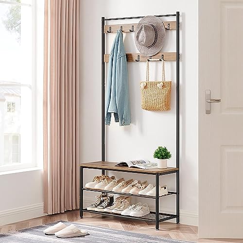 ACAZA 3-in-1 Garderobenständer mit Bank & Schuhregal – Flurmöbel aus...