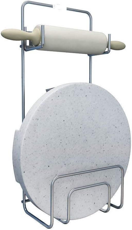 Floraware Steel Stand for Rolling Board and Pin Holder, Silver