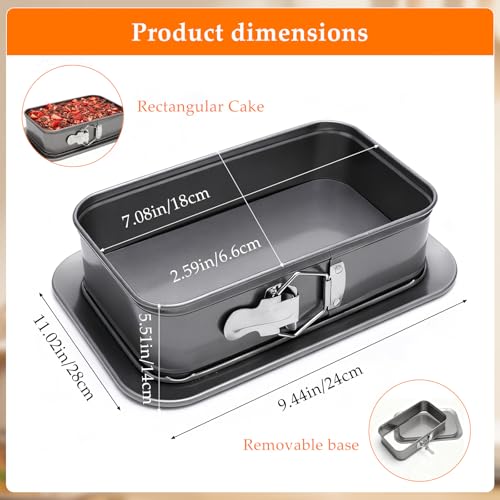 Backform Rechteckig 28x18cm mit Springform Eckig Set Antihaft Kuchenform mit Servierboden & 3 Silikon Teigschaber Rechteckige Backform für Blechkuchen & Käsekuchen Zuhause und als Geschenkset