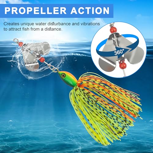 Foto von SHADDOCK Barschköder-Set, Buzzbait-Köder, Schwimmköder, Topwater-Köder, Hartmetall, Spinnköder, Angelköder für Barsch, Hecht, Forelle, 6 Stück, mehrfarbig