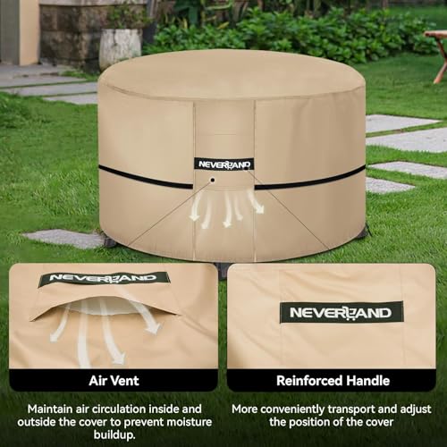 NEVERLAND Fire Pit Cover 36 inch Round - 2025 Upgrade Waterproof Outdoor Firepit Covers for 32-36 Inches 600D Oxford Heavy Duty Patio Gas Fire Pit Covers with 4 Buckle Straps and 2 Air Vents by NEVERLAND - Image 5