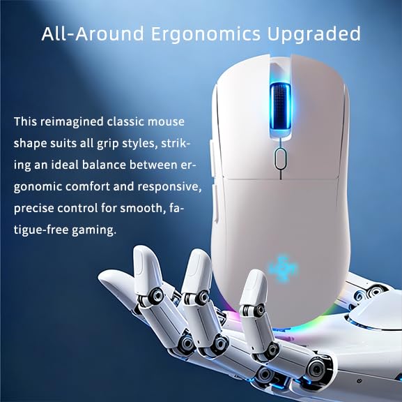 Image of Wireless Gaming Mouse, Wireless /Wired 1K Polling, Symmetrical, PAW3311, 24K, Ergonomic Gamer Mouse, 6 Macro Buttons, 800mAh Battery, Rechargeable Computer Mouse for Laptop, PC, Mac