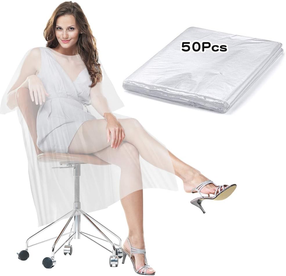 50 Pcs Hairdressing Cape, Disposable Hair Cutting Apron Hair Salon Cape Protective Coveralls Gowns Waterproof Protection Overalls Capes Transparent Cloth, Barber Cape for Salons Barbers Hairdresser