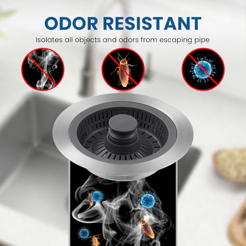 Colador para desagüe de fregadero de acero inoxidable 3 en 1 miniatura 5