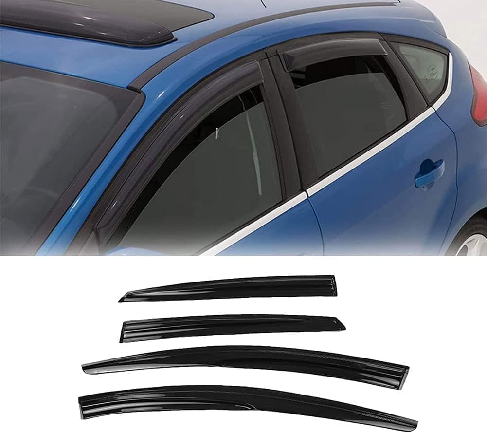 PANXUC Car Wind Deflectors for Ford Focus 2012-2018, Side Window Wind Rain Deflector Window Visor Sun Rain Guard Smoke Guards