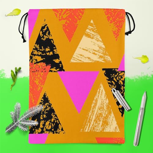 Image of ArtzFolio Mixed Triangled D3 | Reusable Sack Bag | Bag for Gym, Storage, Vegetable & Travel