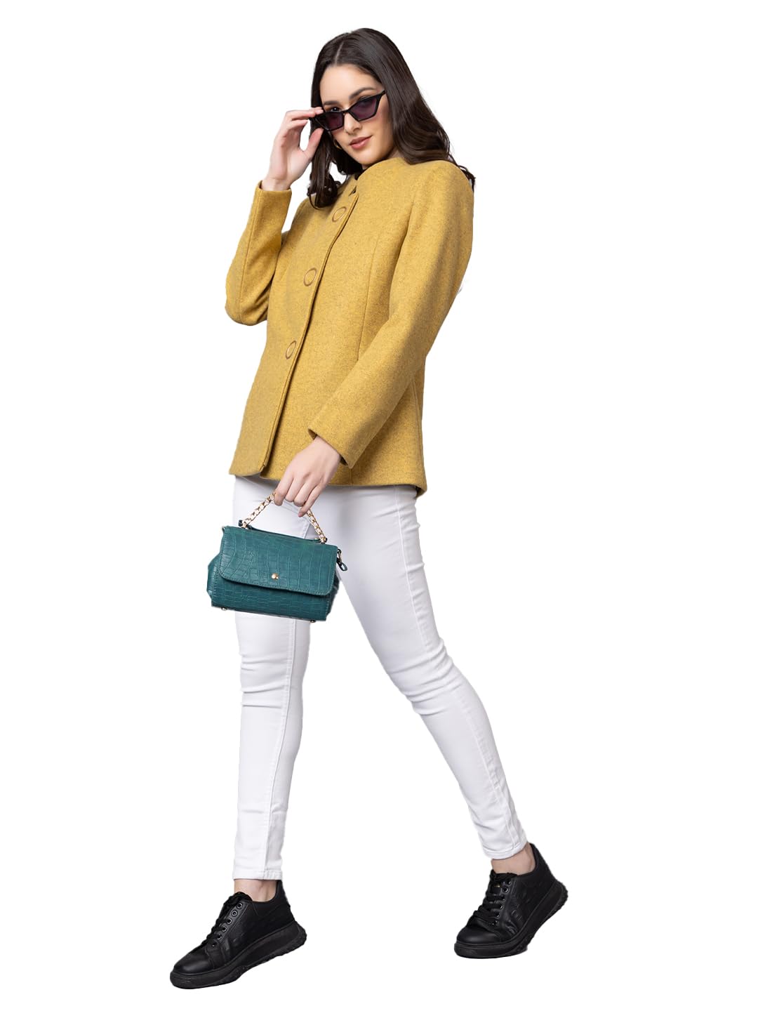 chkokko Women Polyester Classic Winter Long Coat Single Breasted,Knee Length Design with a Sophisticated Spread Collar & Practical Front Pockets for Formal Attire-picture-11