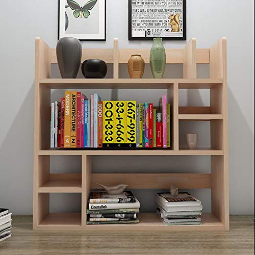 Jcnfa-Shelves Desktop Shelf Solid Wood Bookcase DVD Blu-ray Media Storage File Manager Student Computer Desk Shelf, 4 Sizes (Color : Wood Color, Size : 31.497.8731.49in)