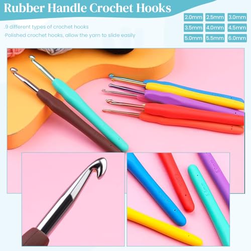 Image of HASTHIP 130PCS Crochet Kit for Beginners Adults, Upgraded Hanging Crochet Set with Crochet Yarn for Crocheting, Ergonomic Soft Grip & Knitting Crochet Starter Kit for Knitting Craft, Green