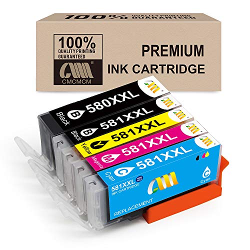 Cartouche d'encre compatible CMCMCM pour Canon 580XL PGI-580XXL CLI-581XXL Les cartouches d'encre fonctionnent avec Canon Pixma TS6250 TR7550 TS6150 TS6151 TS9550 TS9551C TS705 TS6350 TR8550 Pack de 5