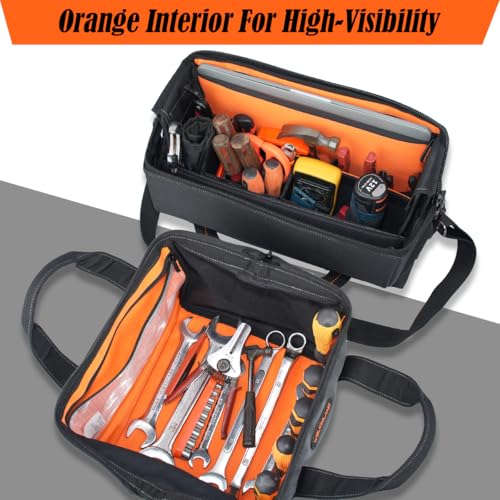WELKINLAND 25-Pocket Electrician Tool Bag & Small Tool Bag Set, Wide-Opening Technician Tool Bags, Tools Bag W/ 13'' Laptop Compartment, Stay-Up Travel Tech Tools Bag, HVAC Service Tech Tool Bags by WELKINLAND - Image 7