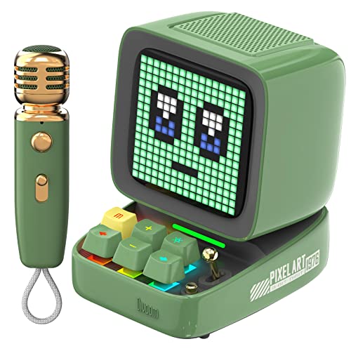 Divoom Ditoo-Mic Bluetooth Speaker with Karaoke Microphone - RGB Keyboard and Pixel Display Desktop Decor, Different Sound Modes, Ideal Gifts for Home Party, Mobile KTV (Green)