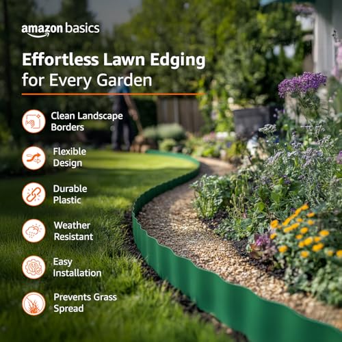 Image of Amazon Basics Lawn Edge | Durable | Flexible | Weather-Resistant for Neat Garden Borders