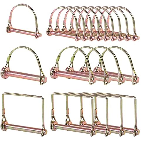 20PCS Heavy Duty PTO Pin Assortment Kit 1/4" 3/8" 5/16" Shaft Locking Pin Safety Coupler Pin for Farm Trailers Wagons Lawn Garden Cover