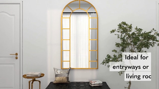 Amazon.com: Deco 79 Metal Room Wall Mirror Arched Window Pane