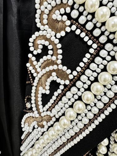 Luxury Pearl Beaded Women's Blazer Embellishments Wedding Prom Shawl Lapel Formal Party Suit Jacket4