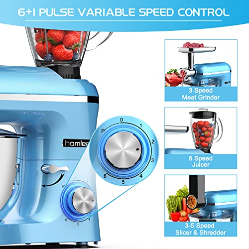 Homlee 3 in 1 Universal Küchenmaschine 1800W Multifunktionale Knetmaschine 6-stufige Gescheindigkeit Mixer, mit… – Bild 7