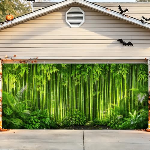 Image of Garage Door Decorations 6 x 13 ft, Bamboo Forest Cover