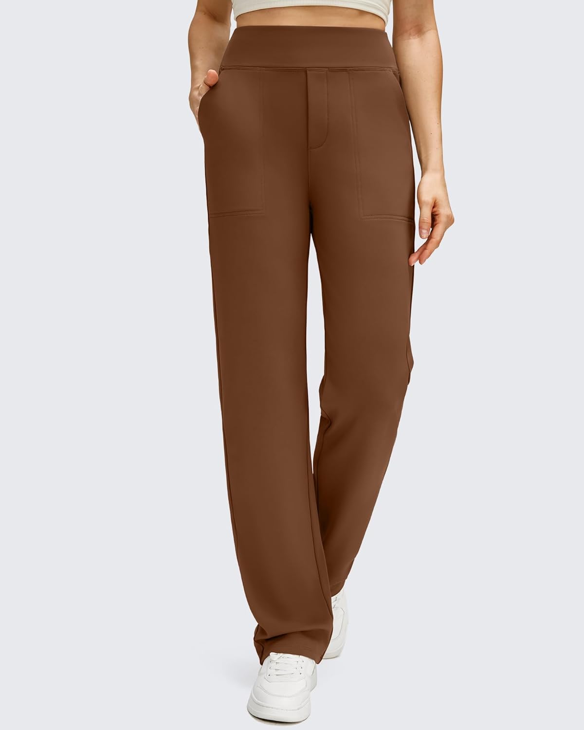 G4Free Women's Fleece Lined Straight Leg Pants Winter Thermal Work Trousers with Pockets - Image 4